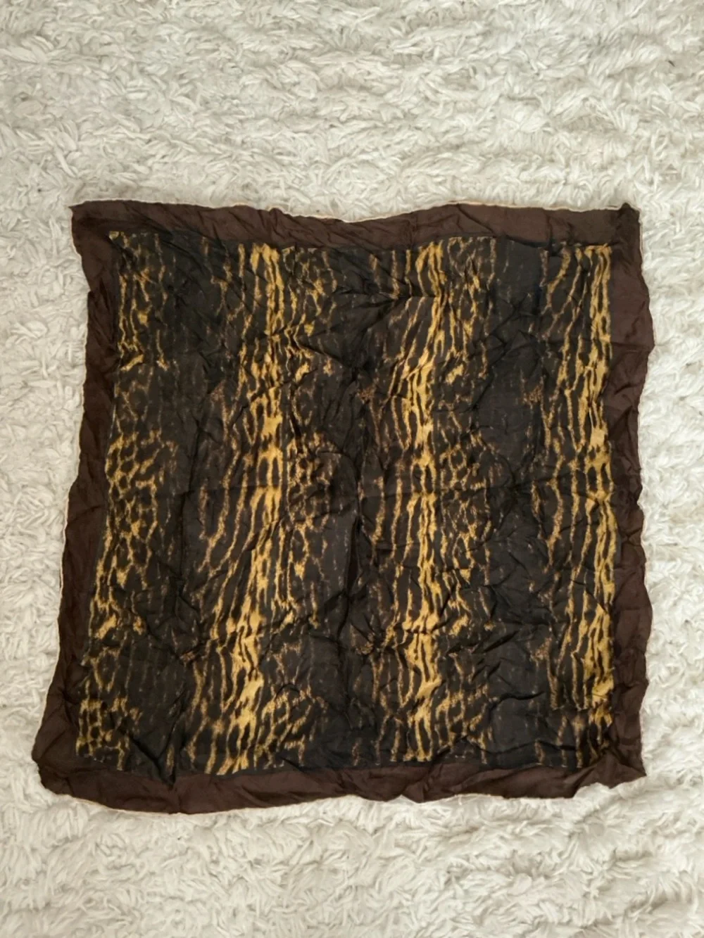 VINTAGE Brown Black Leopard Print Scarf